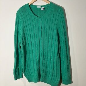 Cherokee Cable Knit Cardigan Vintage Size 1X